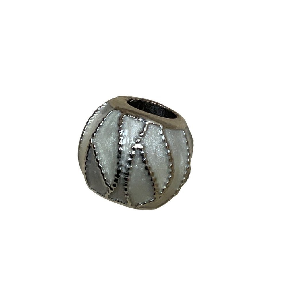 Mother Of Pearl Pearlized Bracelet Charm Silver Tone Fits Pandora